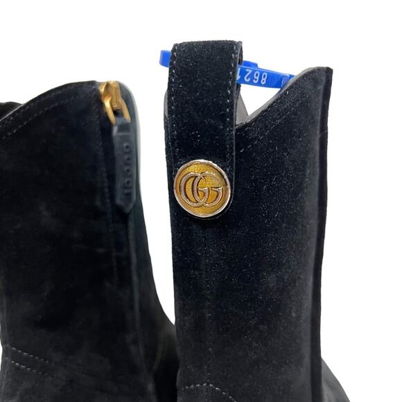 Gucci Black Western Suede Ankle Bootie Boots Size EU 37.5 - Picture 14 of 16